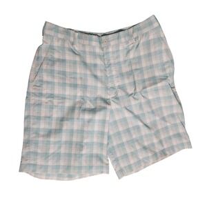 Nike Golf Shorts Mens 34 Teal Green White Plaid Nike Dri Fit